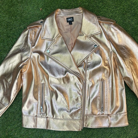 INC International Concepts Women's Rose Gold Faux Leather Jacket - Picture 8 of 8